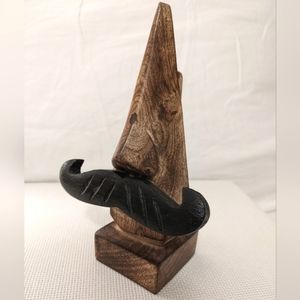Eyeglass Spectacle Holder Handmade Wooden Nose with Mustache